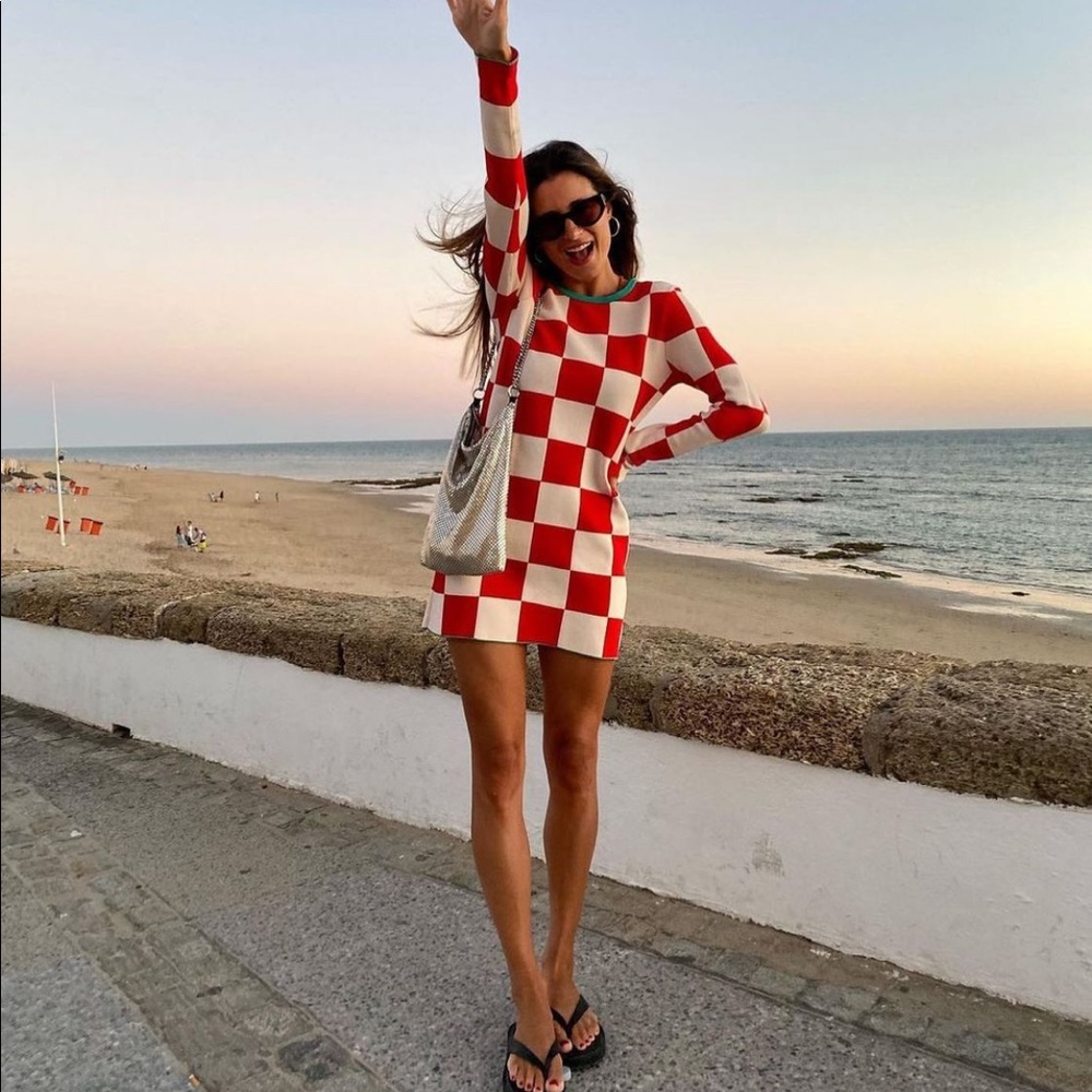 ZARA PLAID KNIT DRESS